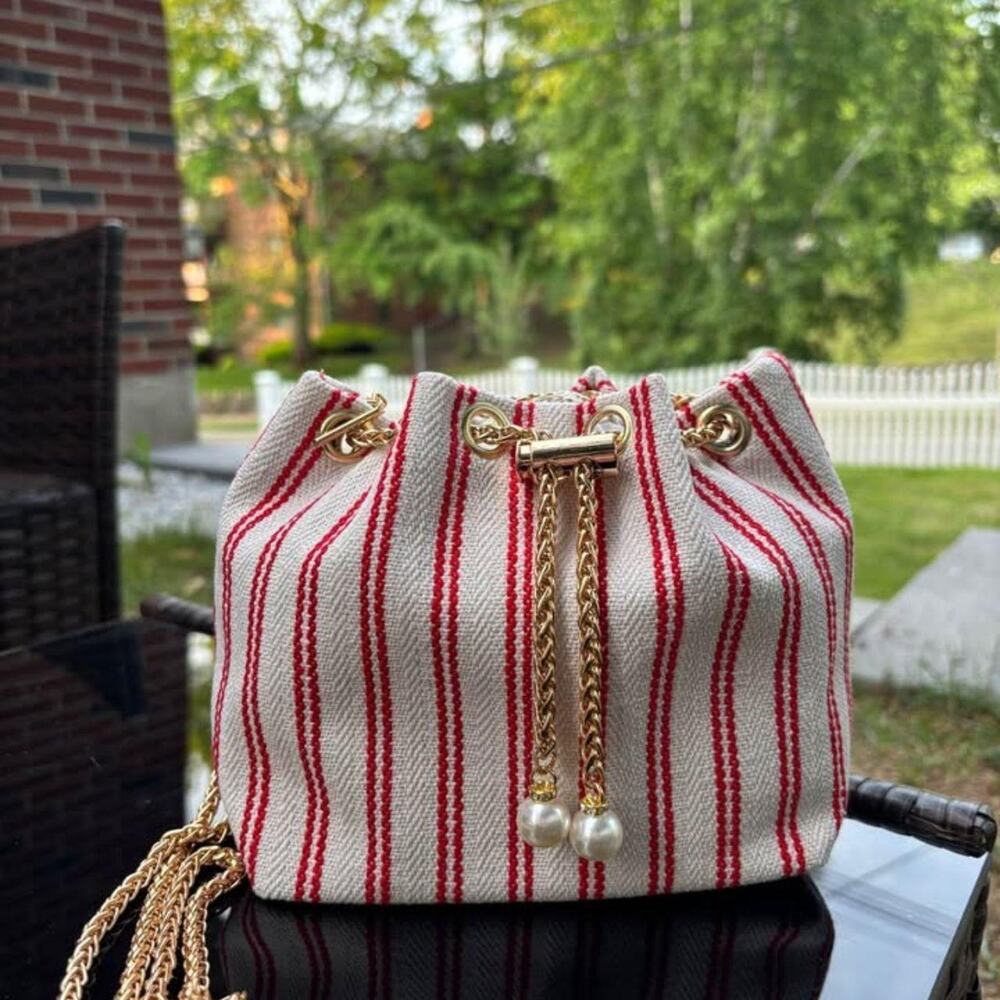 Red striped mini shoulder bag - Picture 3 of 4